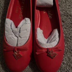 Kate Spade Vibrant Red Flats with Bow Accent